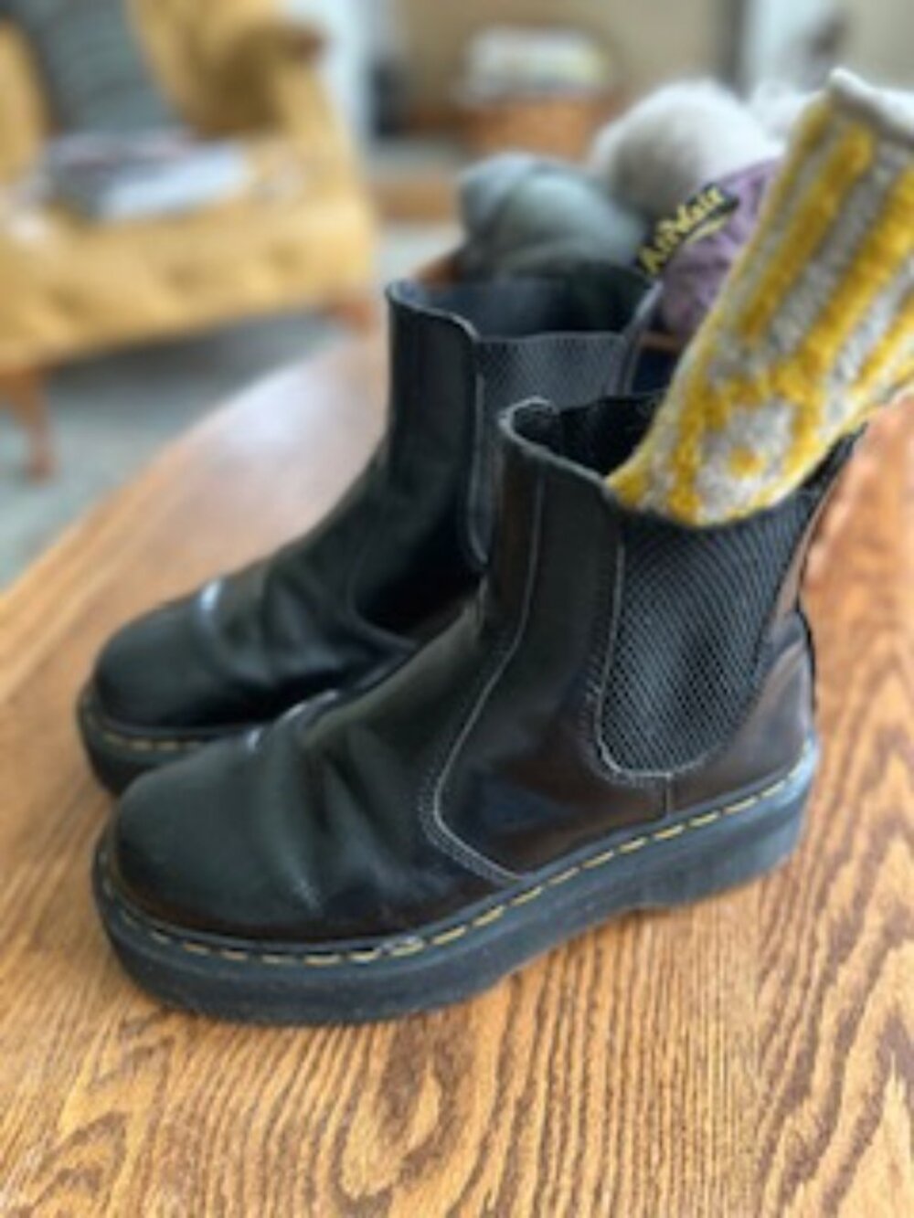 Doc Martens 2976 Black Size 7-Hand Knit Matching Beanie Hat Included! :)